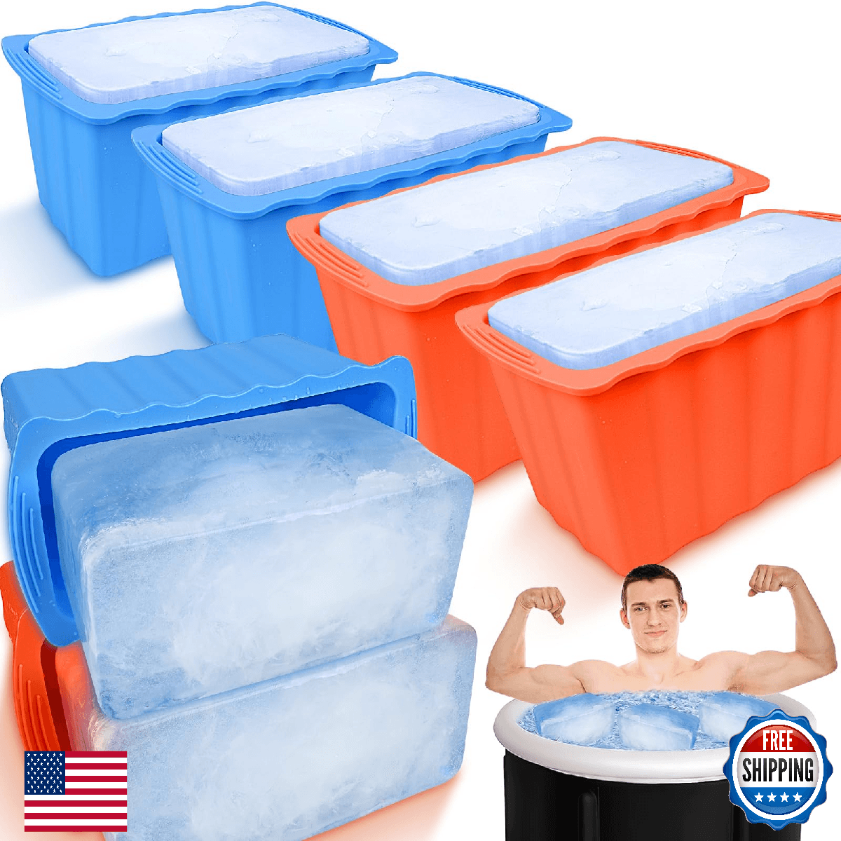 Haldane 6PC Large Silicone Ice Cube Molds 38LB Ice Bath Water Chiller Giant Ice - Image 1