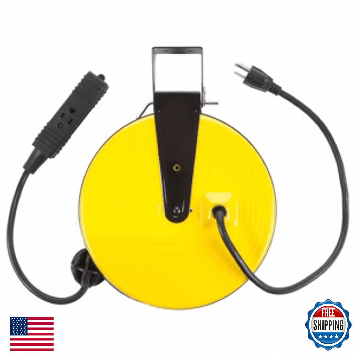 30ft Retractable Metal Cord Reel w/3 Outlets - 10amp - Image 1