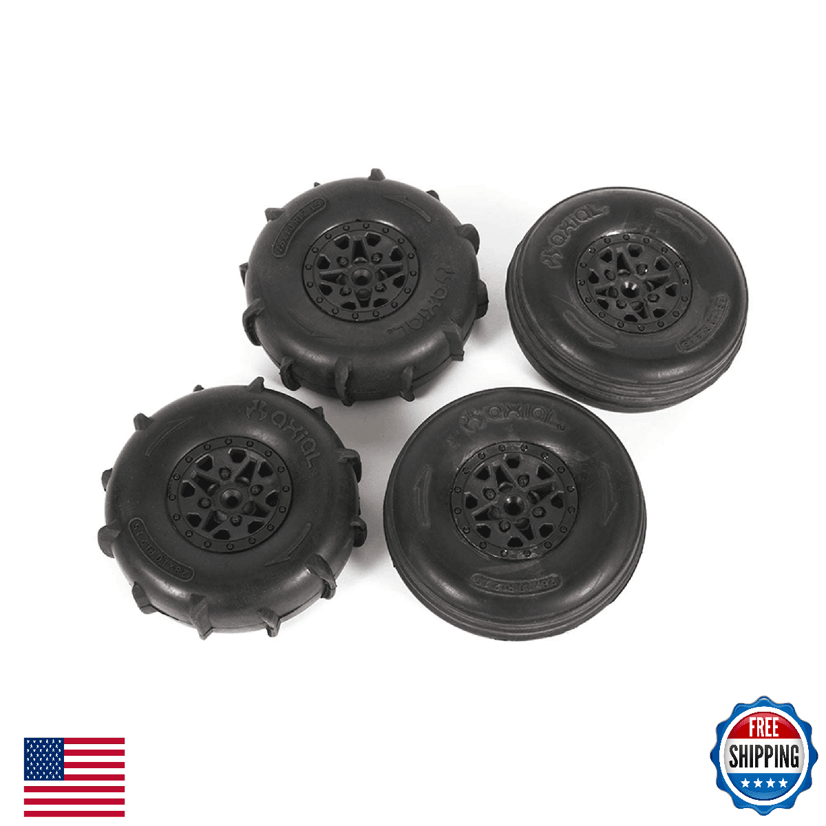 Axial ST28 Front Razor, Rear Paddle Tire and Wheel Set: Yeti Jr, AXI41000 - Image 1