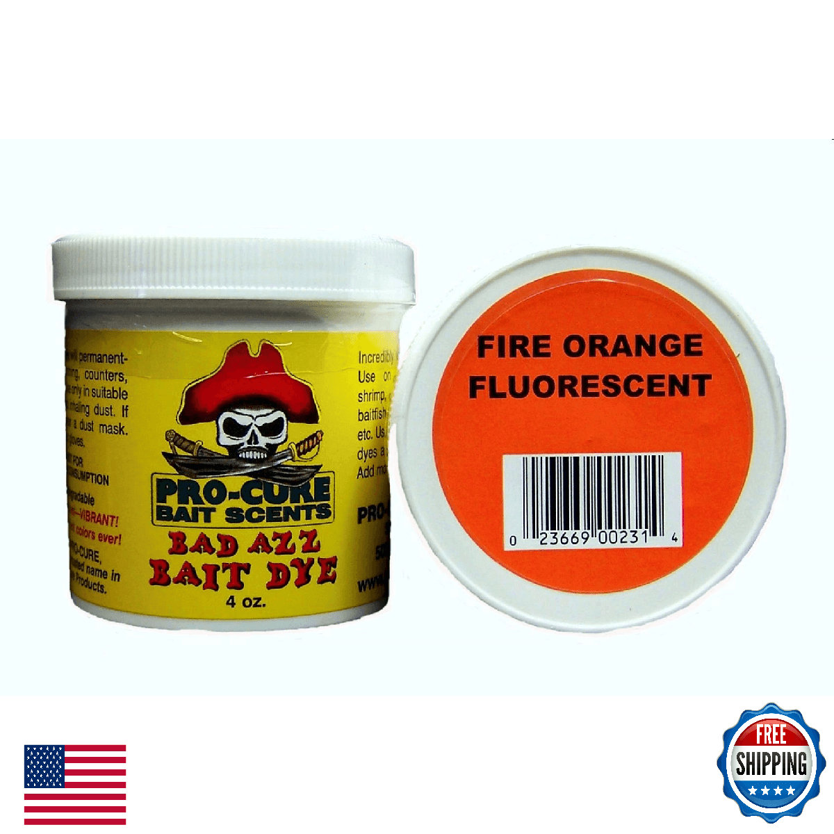 Pro-Cure Bad Azz Powder Dye 4oz Fire Orange Fluorescent UV Enhanced Bait Scent - Image 1