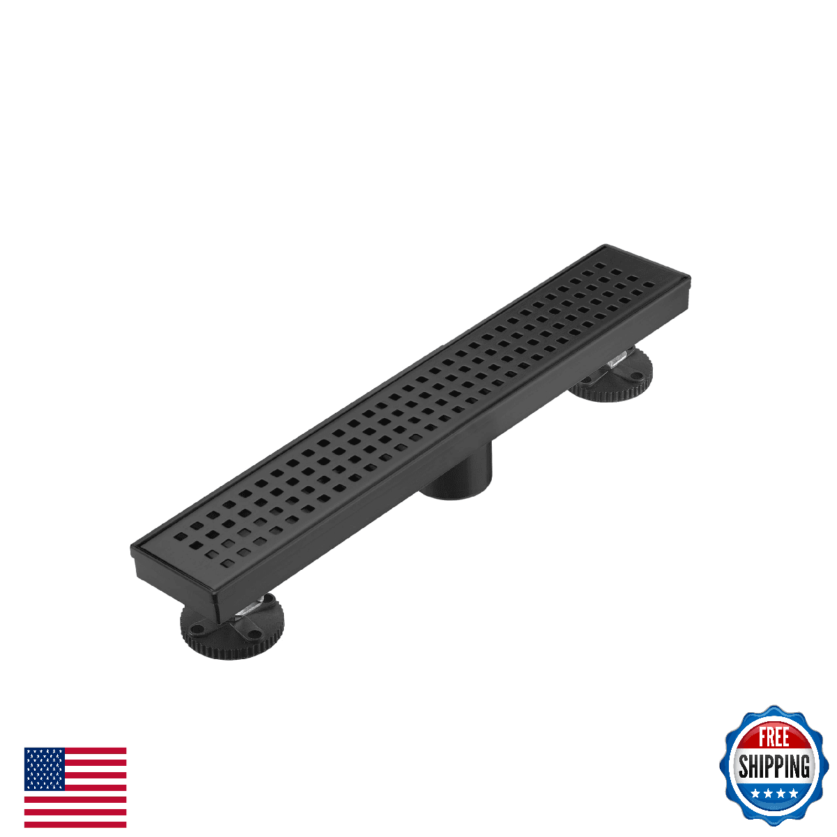AVSIILE Linear Shower Floor Drain Matte Black 18 Inch Stainless Steel Bathroom D - Image 1