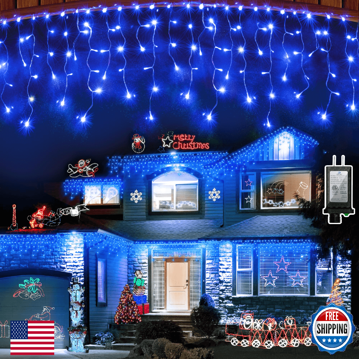 1620 LED 164ft Outdoor Christmas Lights, 12 Modes Dimmable Curtain String Lights - Image 1