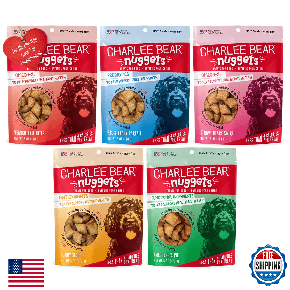Charlee Bear Nuggets Healthy Dog Treats with Probiotics and Antioxidants to Supp - Image 1