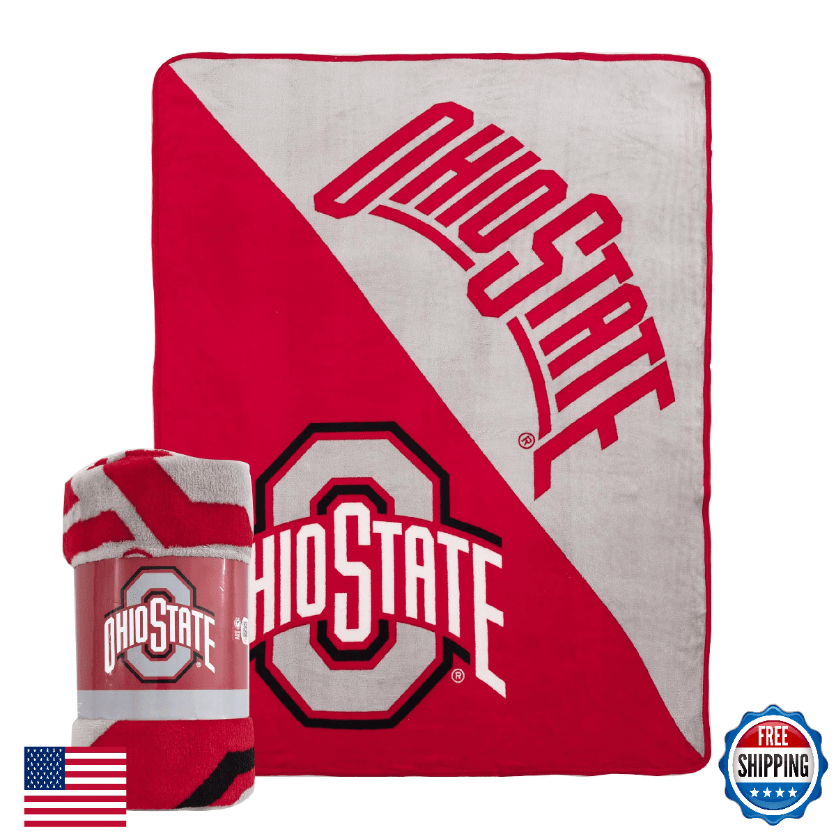 Northwest NCAA Ohio State Buckeyes Micro Raschel Throw Blanket, 46" x 60" - Image 1