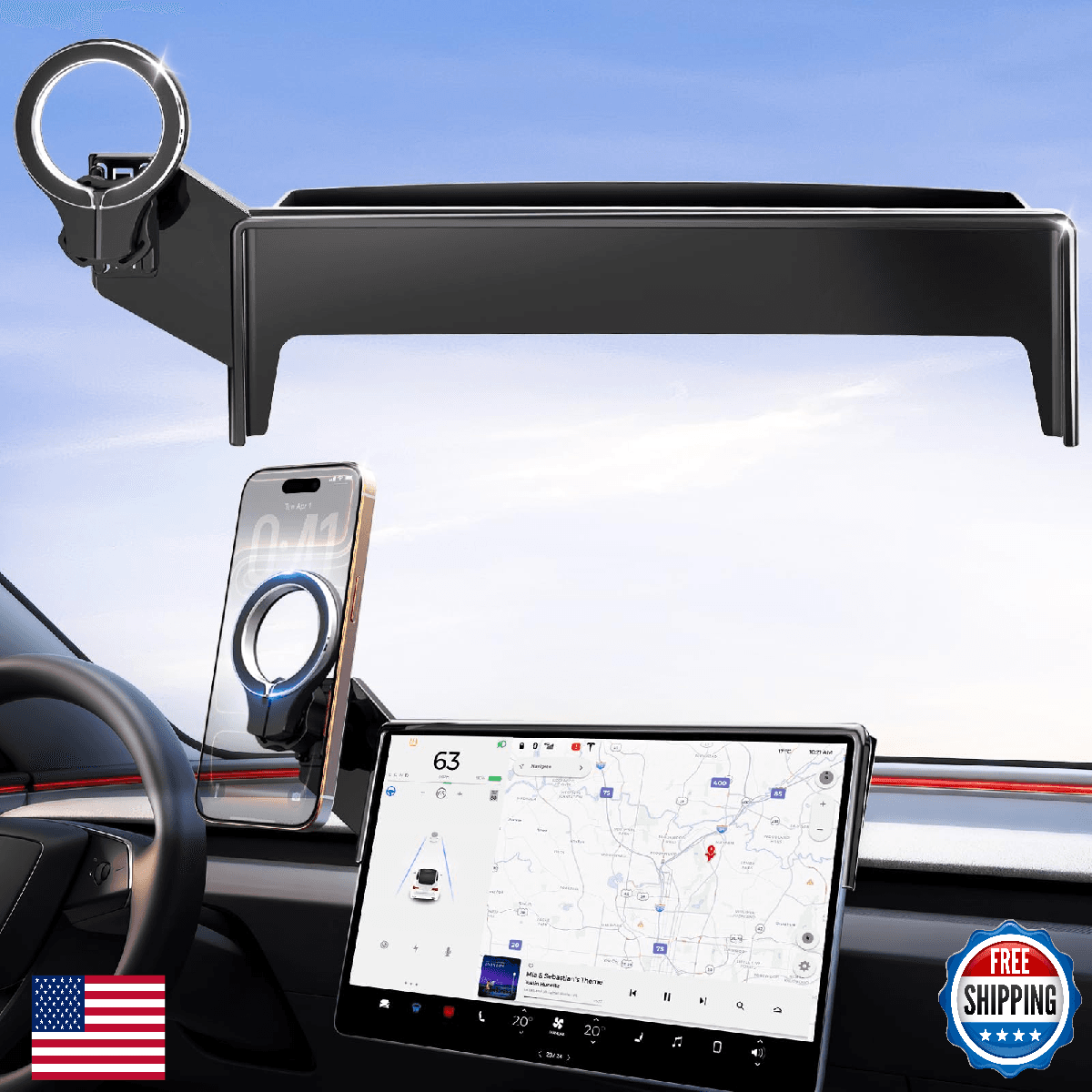 pop-tech Magnetic Car Mount for Tesla Model 3 Highland 2024 2025 2026 & Model Y - Image 1