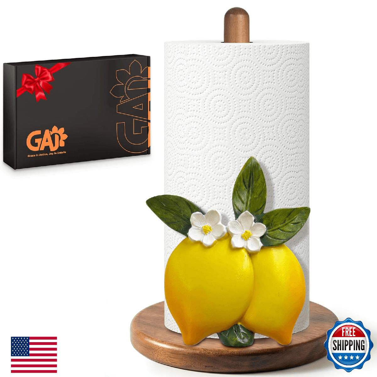 Lemon Paper Towel Holder Lemon Decor for Kitchen Farmhouse Bathroom Countertop G - Image 1
