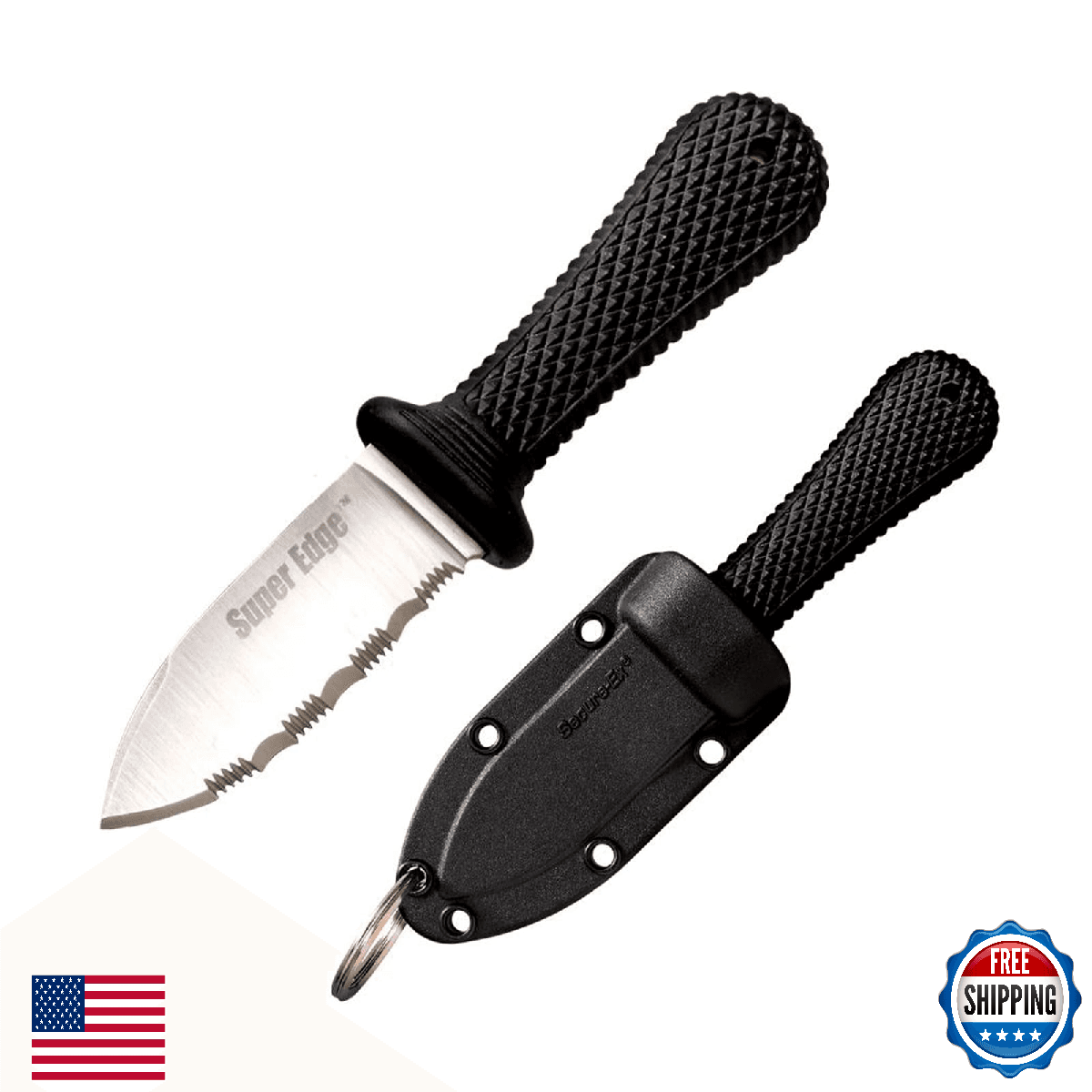 Cold Steel Super Edge 2" AUS8A Stainless Steel Fixed Blade Neck Knife - Image 1