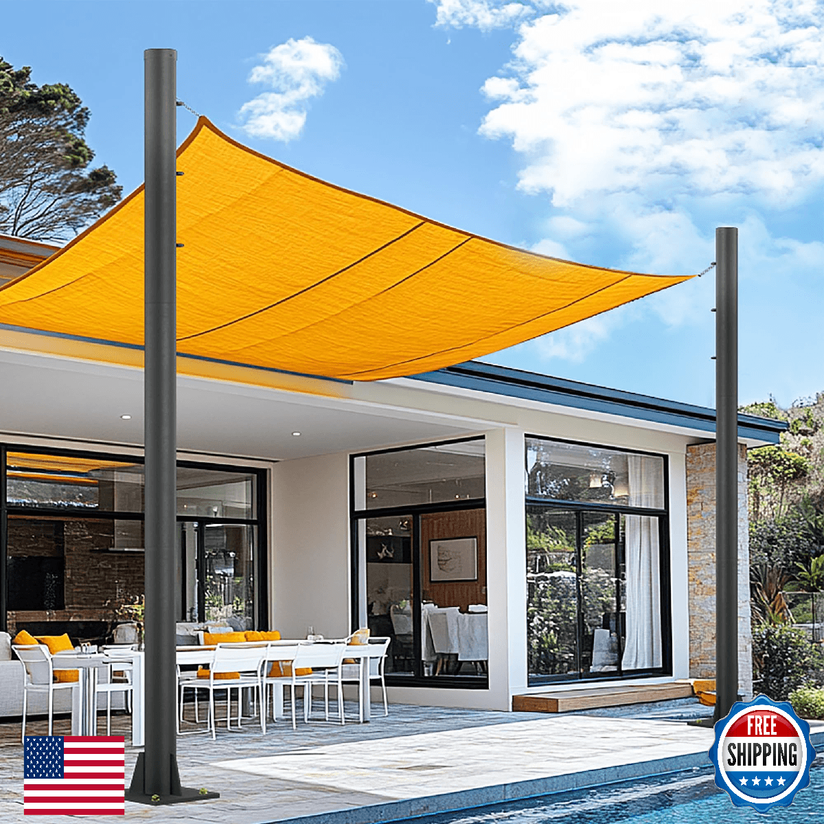 2 PK 10ft Heavy Duty Black Steel Sun Shade Sail Poles Outdoor 2.4in - Image 1