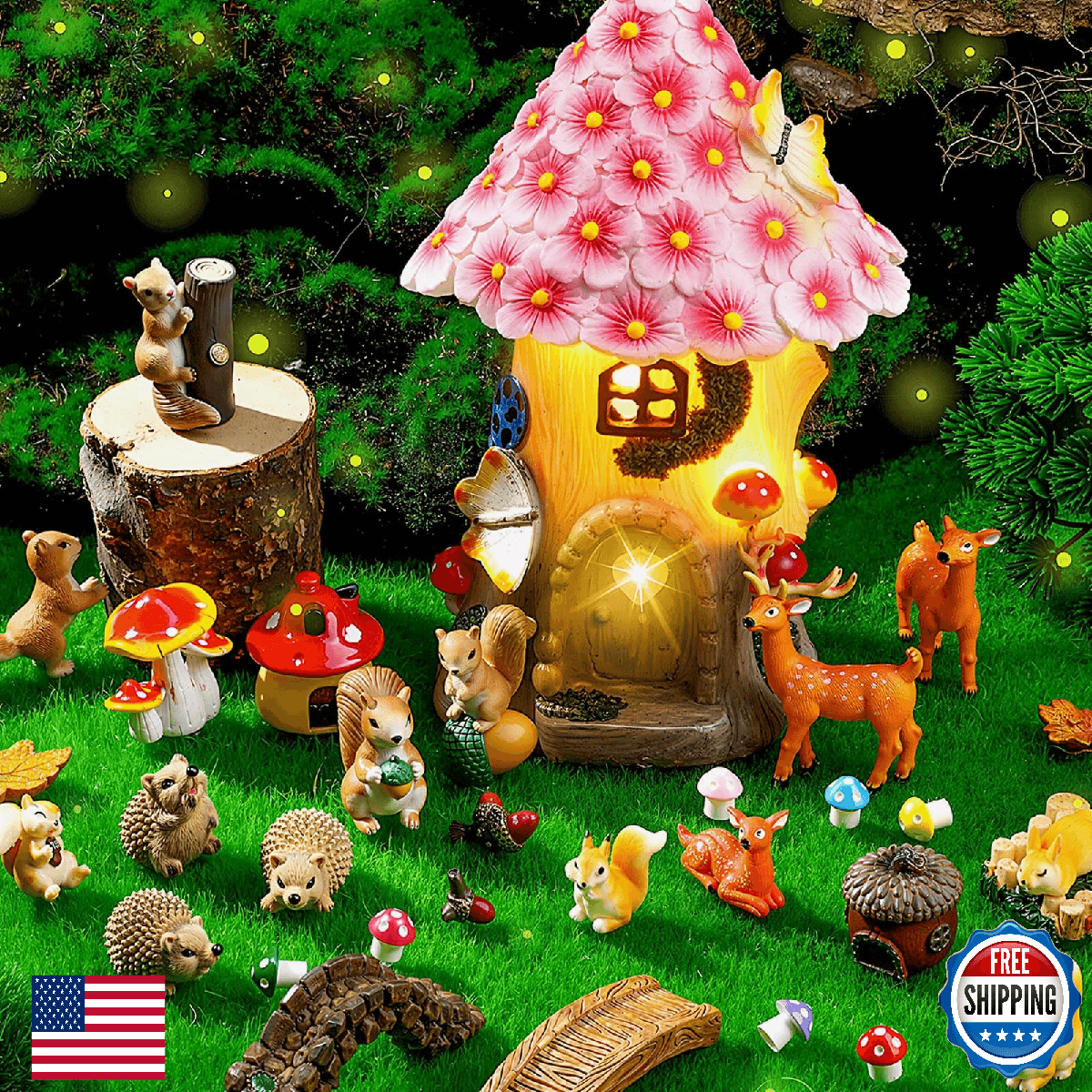 Unittype 33 Pcs Squirrel Garden Accessories Miniature Squirrel Figurines Tiny Re - Image 1