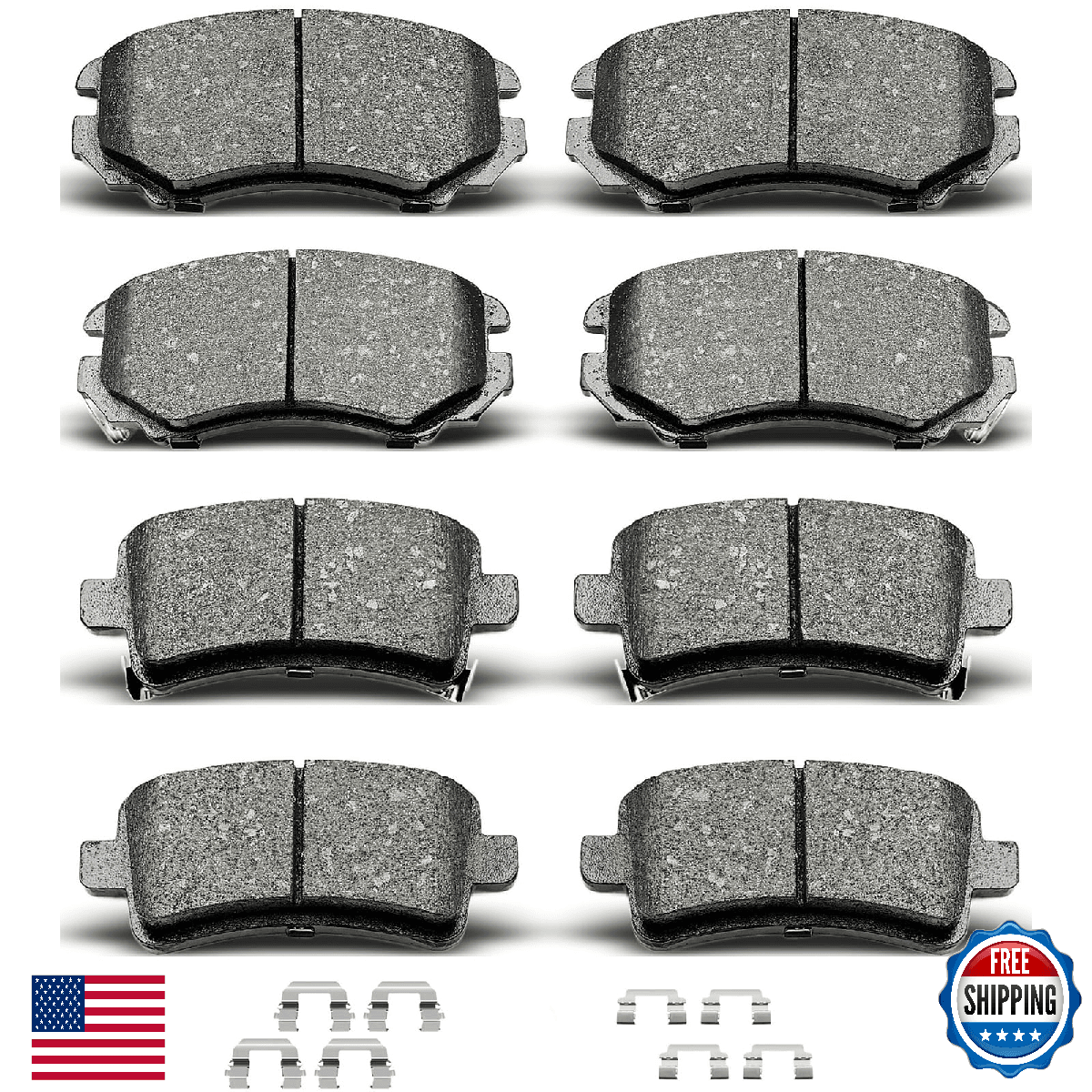 D924 D1430 8pcs Ceramic Front Rear Brake Pads With Clips Fit For Buick LaCrosse - Image 1