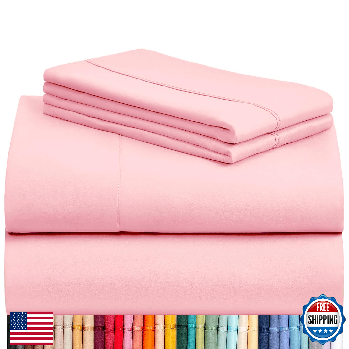 LuxClub 4 PC Sheet Set Bed Sheets Deep Pockets 16" Eco Friendly Wrinkle Free Coo - Image 1