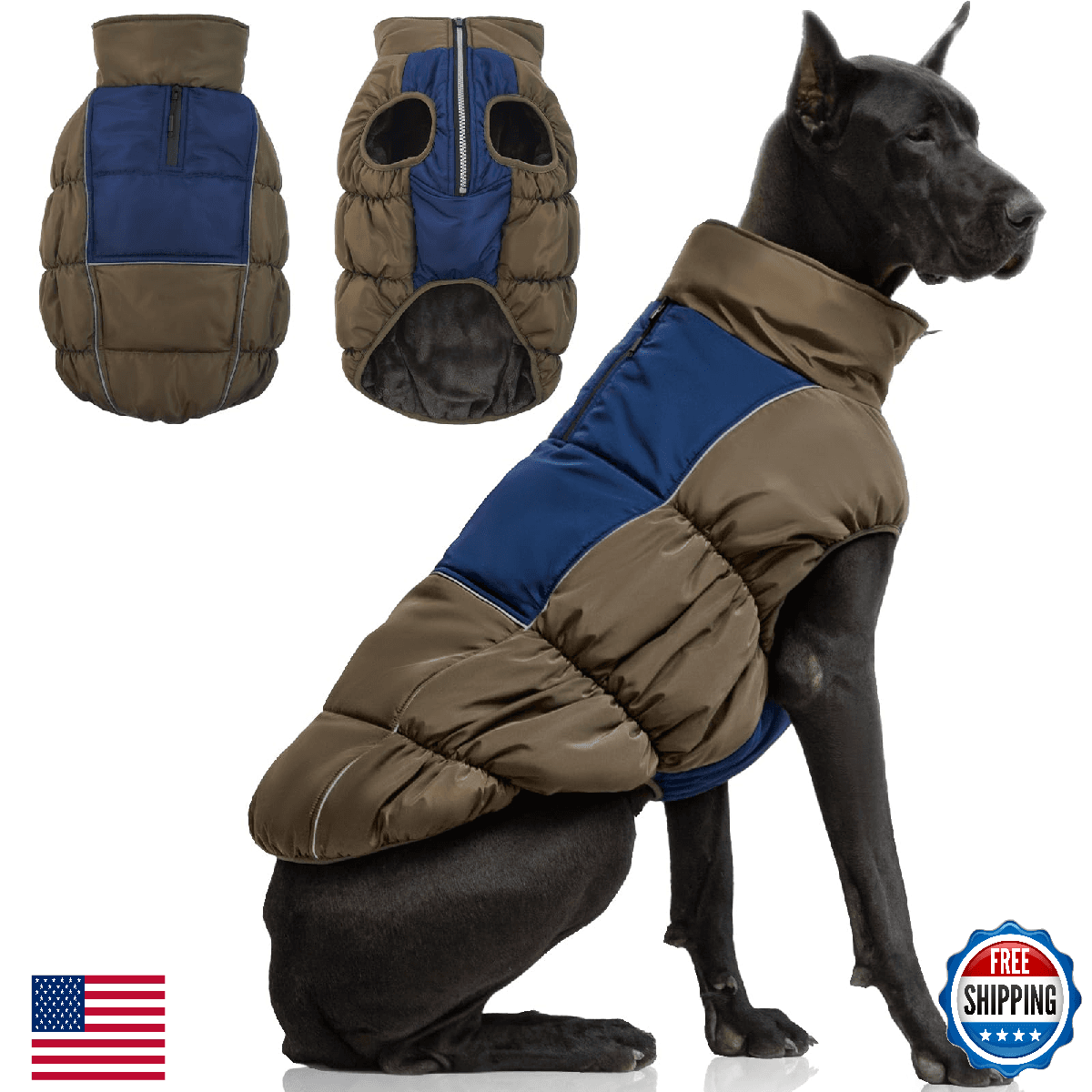 IECOii Dog Coat,Dog Cold Weather Coats for Extra Large Dogs,Thick Fleece Lined D - Image 1