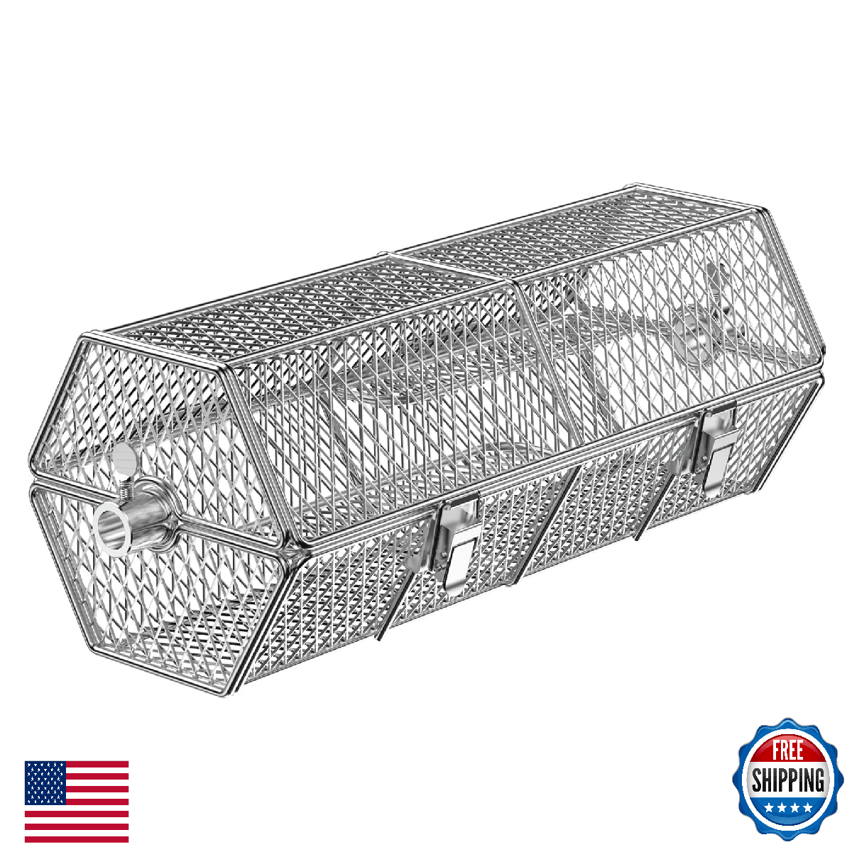 Skyflame Rotating Rotisserie Basket Stainless Steel BBQ Rolling Grill