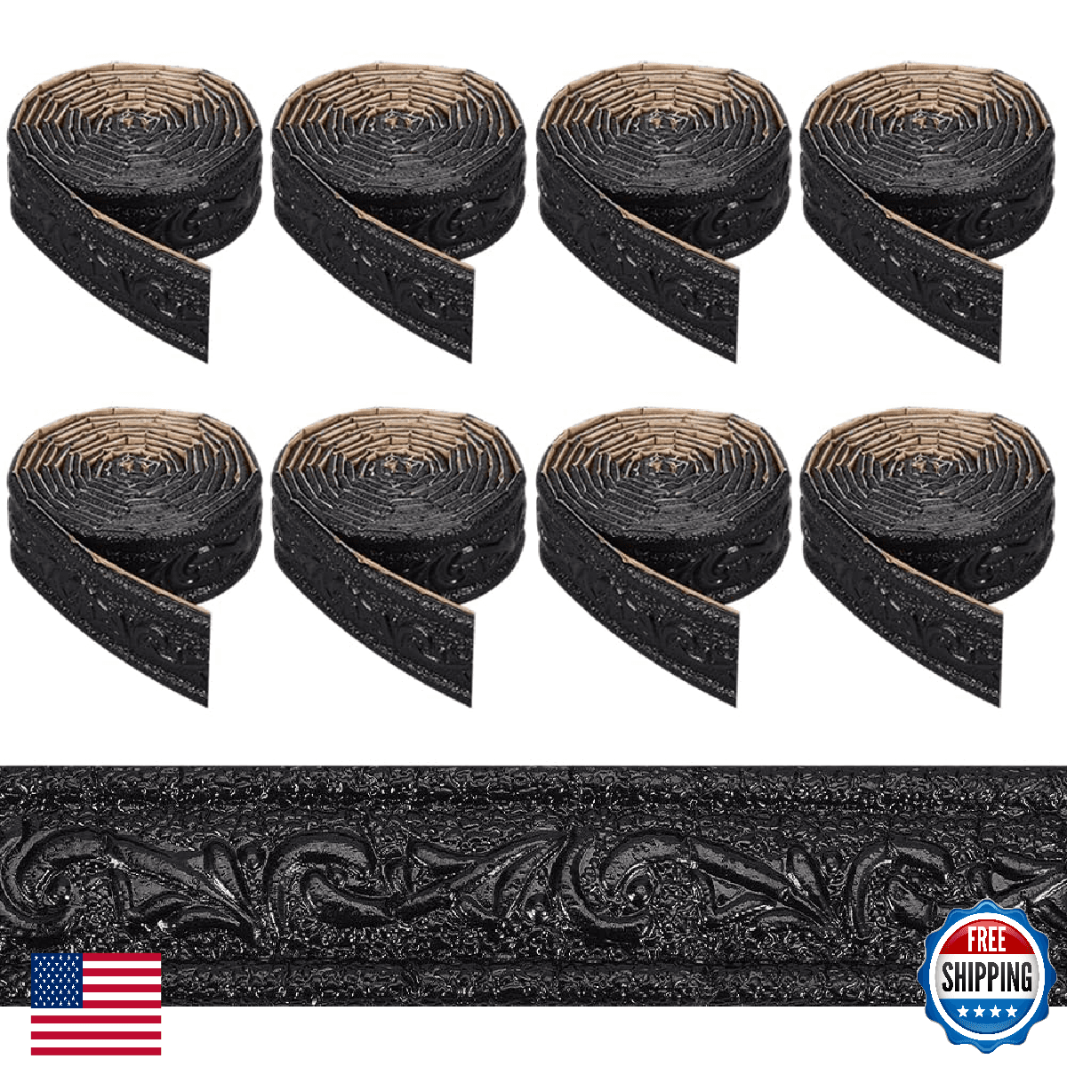 CRASPIRE 8 Rolls 60.4Ft Long Black Peel and Stick Molding Wall Trim Vintage Wall