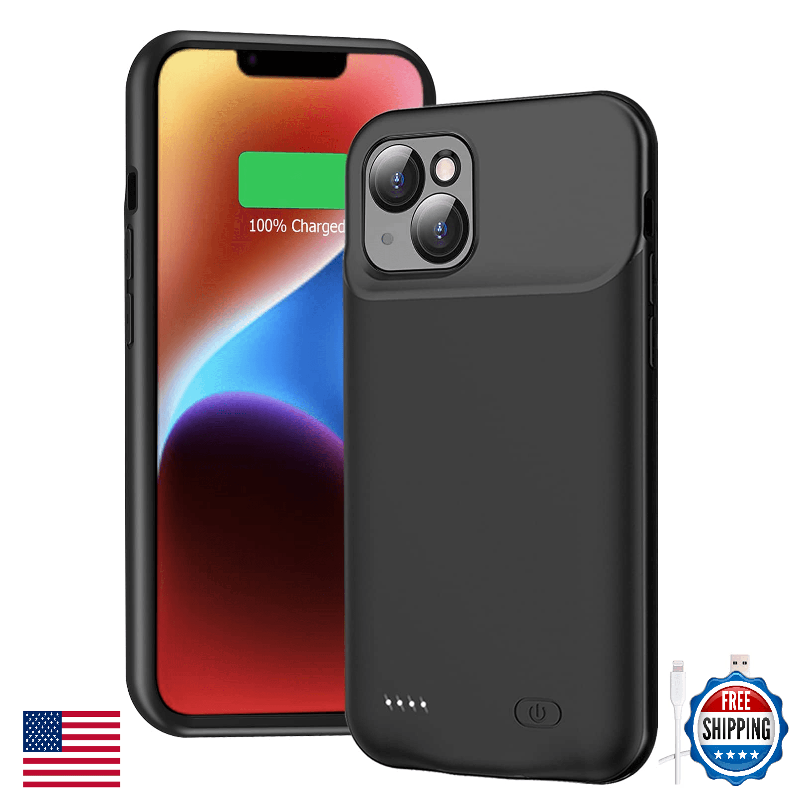 iPhone 14 6.1 Inch Battery Case 7000mAh Slim Rechargeable Power Cover with CarPl