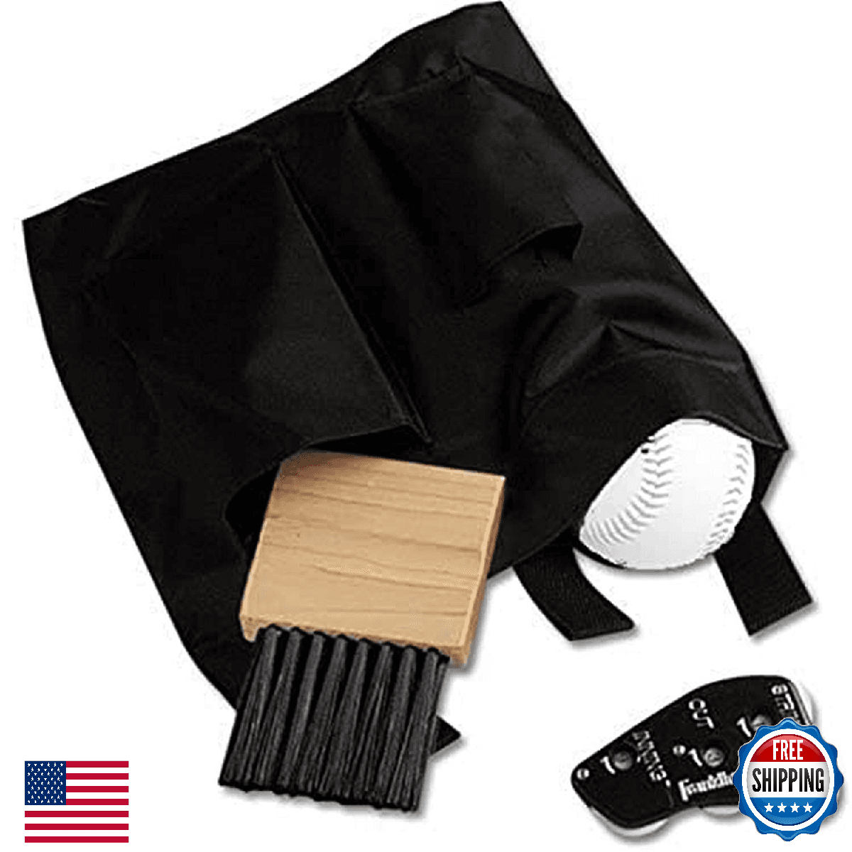 MacGregor Umpire Pack #2: Plate Brush, Ball Bag, 4-Way Indicator (Balls Not Incl - Image 1