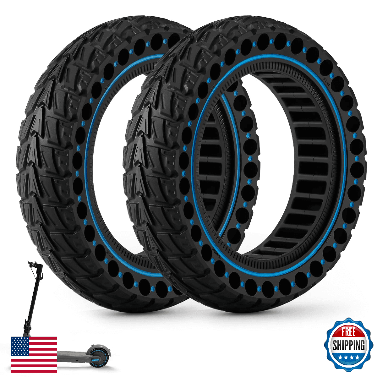HAONAIMO 10" Solid E-Scooter Tires 60/70-6.5 Off-Road Puncture Proof Honeycomb - Image 1