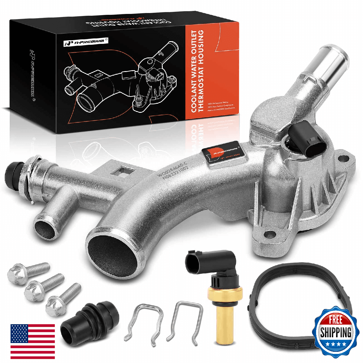 A-Premium Aluminum Coolant Housing Water Outlet Chevy Cruze Sonic Trax Buick 1.4