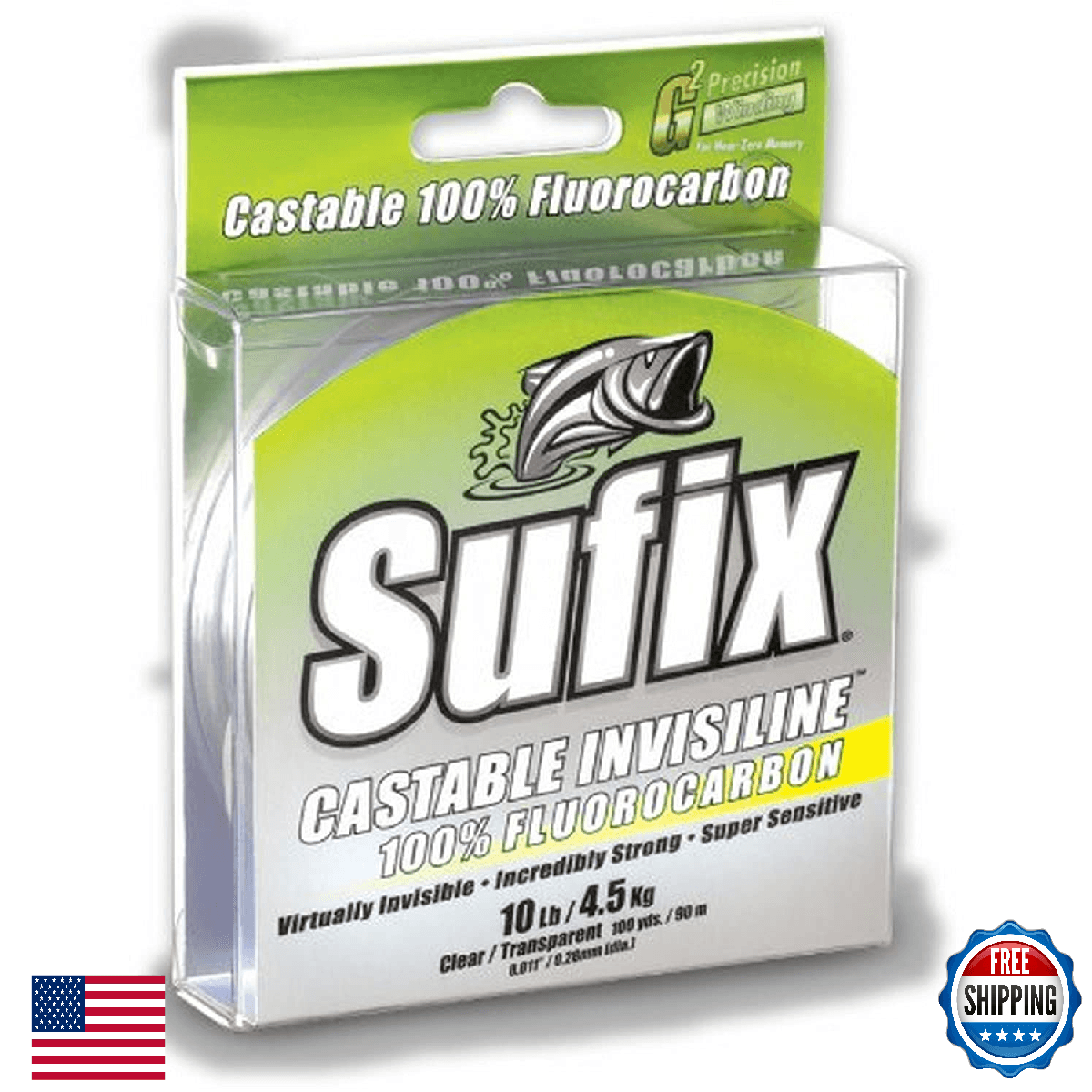 Sufix Invisiline Casting Fluorocarbon Fishing Line 100 yds - 10lb Clear