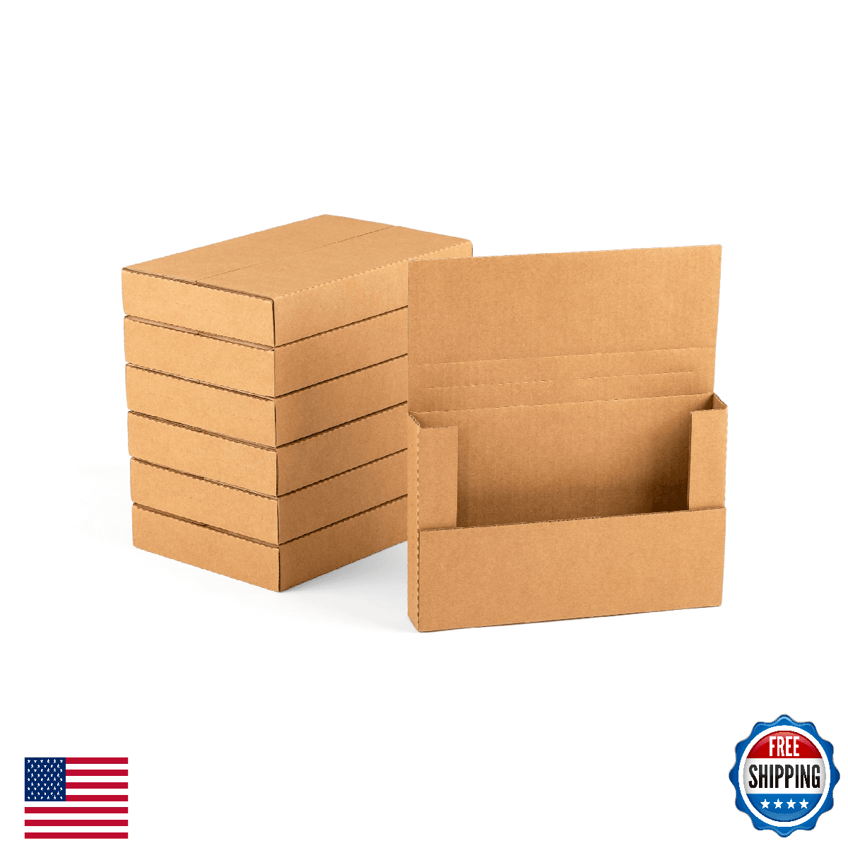 YUSHYIJIE 50 Pack 9x6x1.3 inch Small Shipping Boxes, Multi-Depth Flat Cardboard - Image 1