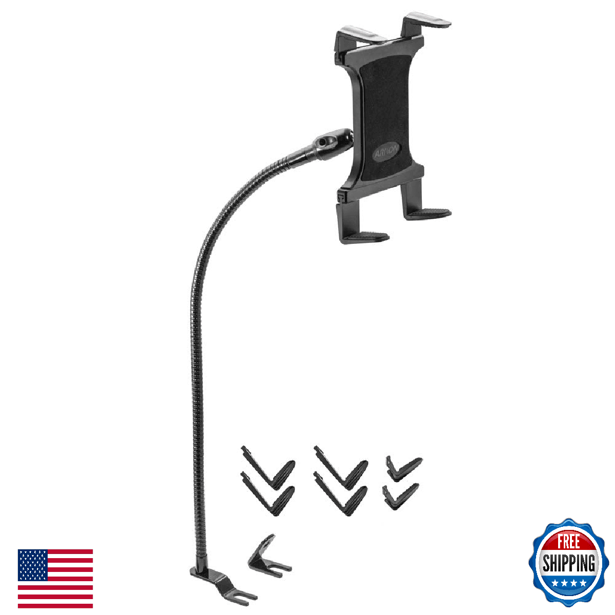 ARKON Mounts Car or Truck Seat Rail Tablet Mount 28" Gooseneck | Universal Fit | - Image 1