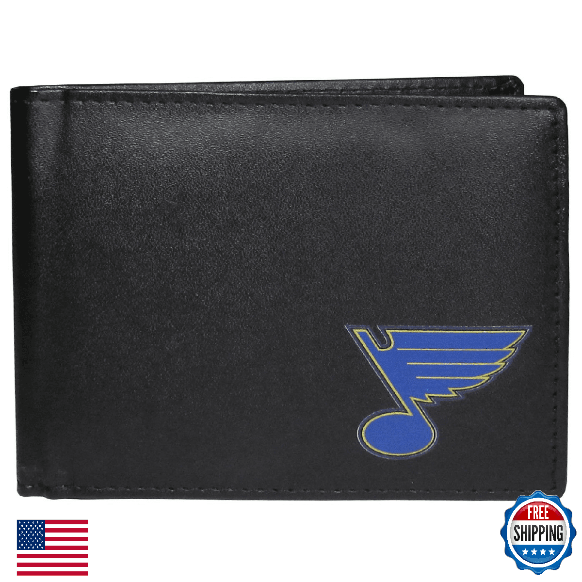 NHL St Louis Blues Bi-fold Wallet - Black Leather Look - Card & ID Slots - Image 1