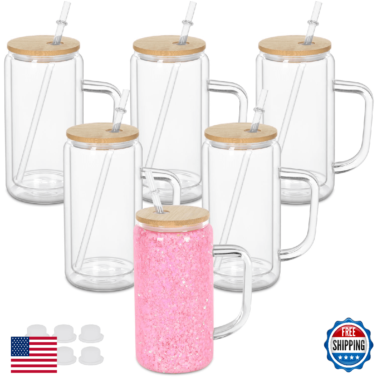 Maucircol 16 Oz Snow Globe Tumbler With Handle, Pre-Drilled Double Wall Snow Glo - Image 1