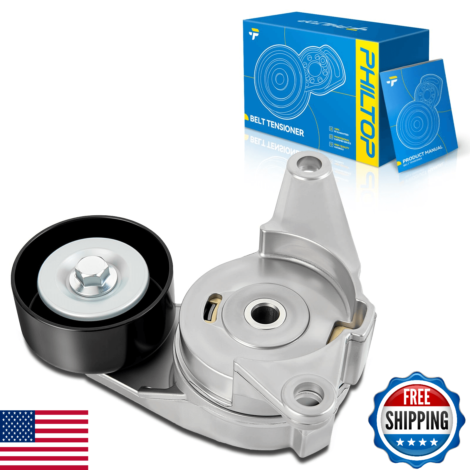 PHILTOP Belt Tensioner Pulley 38397 Traverse Acadia G6 Terrain Malibu Enclave - Image 1