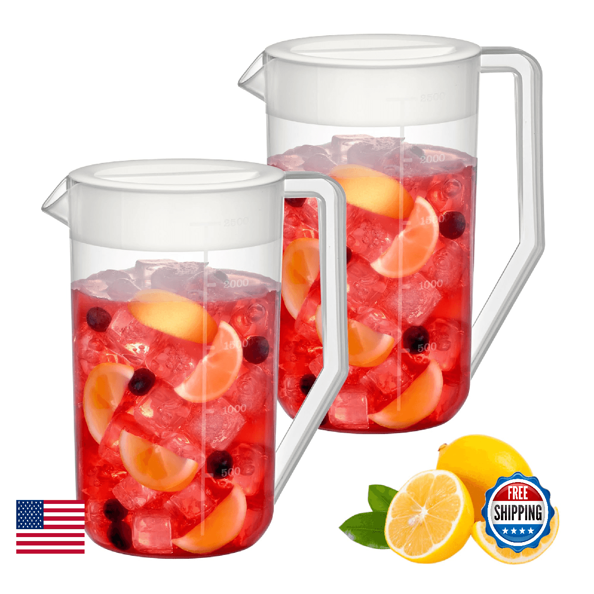 Amazing Abby - Kitchen Party - 2-Quart Plastic Pitcher (2-Pack), Unbreakable Wat - Image 1