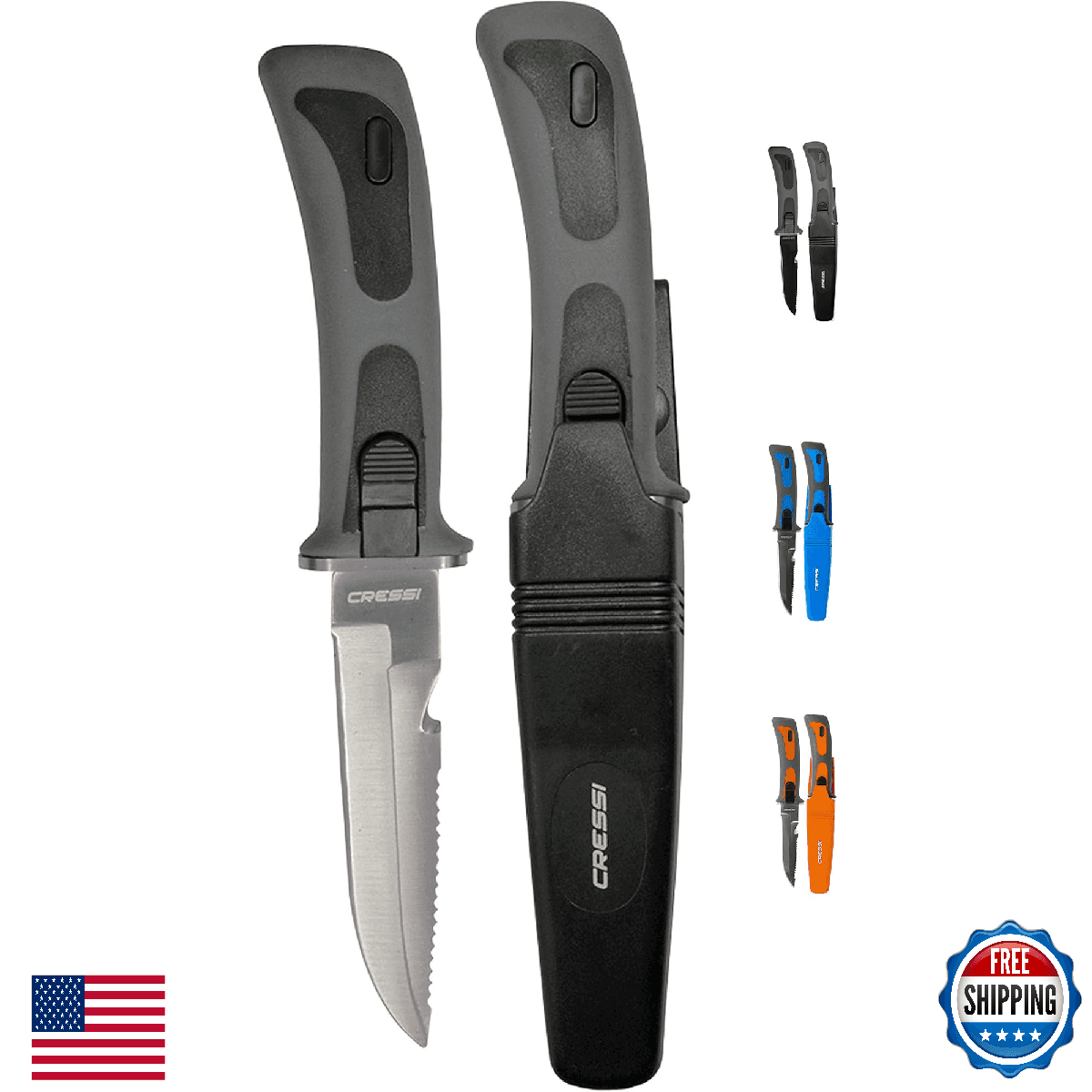 Cressi Vigo Stainless Steel Diving Knife with Sheath & Leg Straps - Scuba/Spear - Image 1