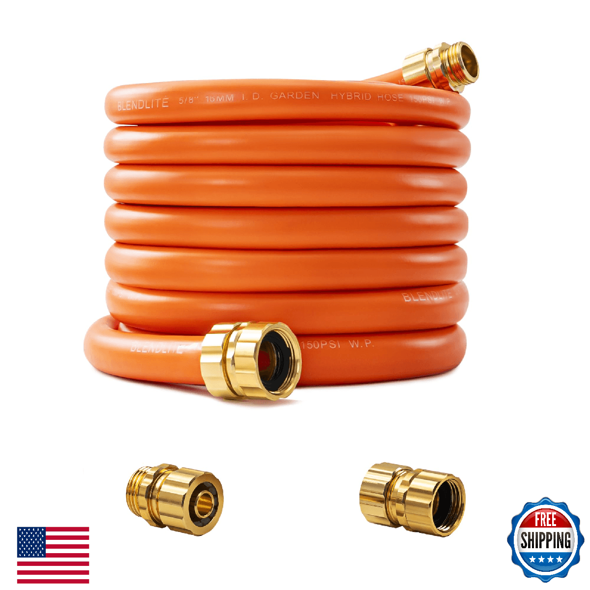 BLENDLITE 50ft Garden Water Hose 5/8" All-weather Kink-Free Flexible 600 PSI Cus - Image 1