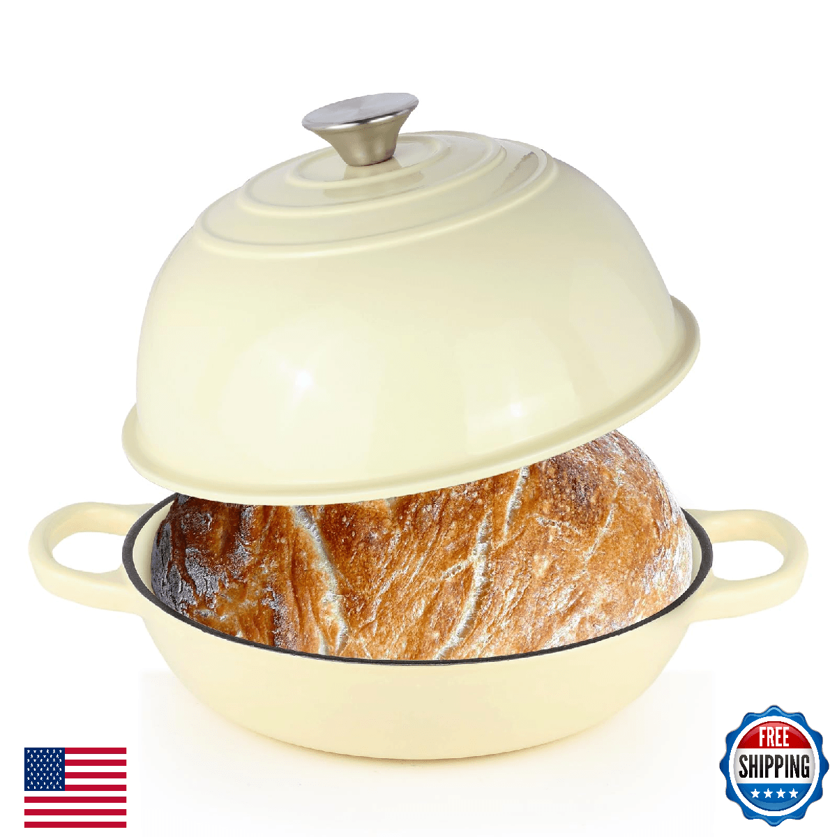 6QT Bread Dutch Oven Pot with Lid, Enameled Cast Iron Dutch Oven for Sourdough B - Image 1