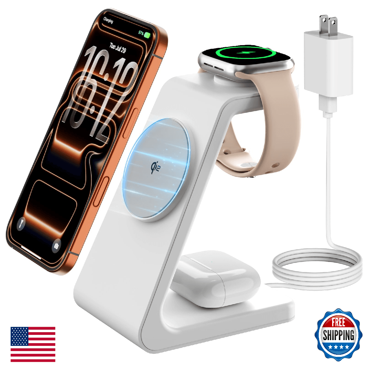 Magsafe Wireless Charging Station for iPhone: Qi2 Certified 15W Fast Charging St - Image 1