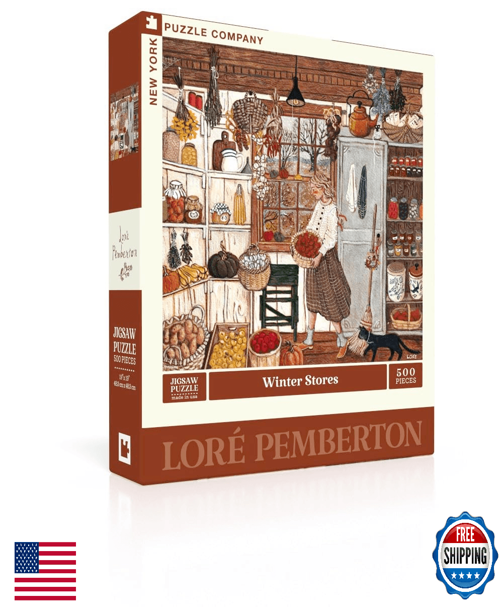 New York Puzzle Co. Loré Pemberton Winter Stores 500 Pc Jigsaw Puzzle Adult - Image 1