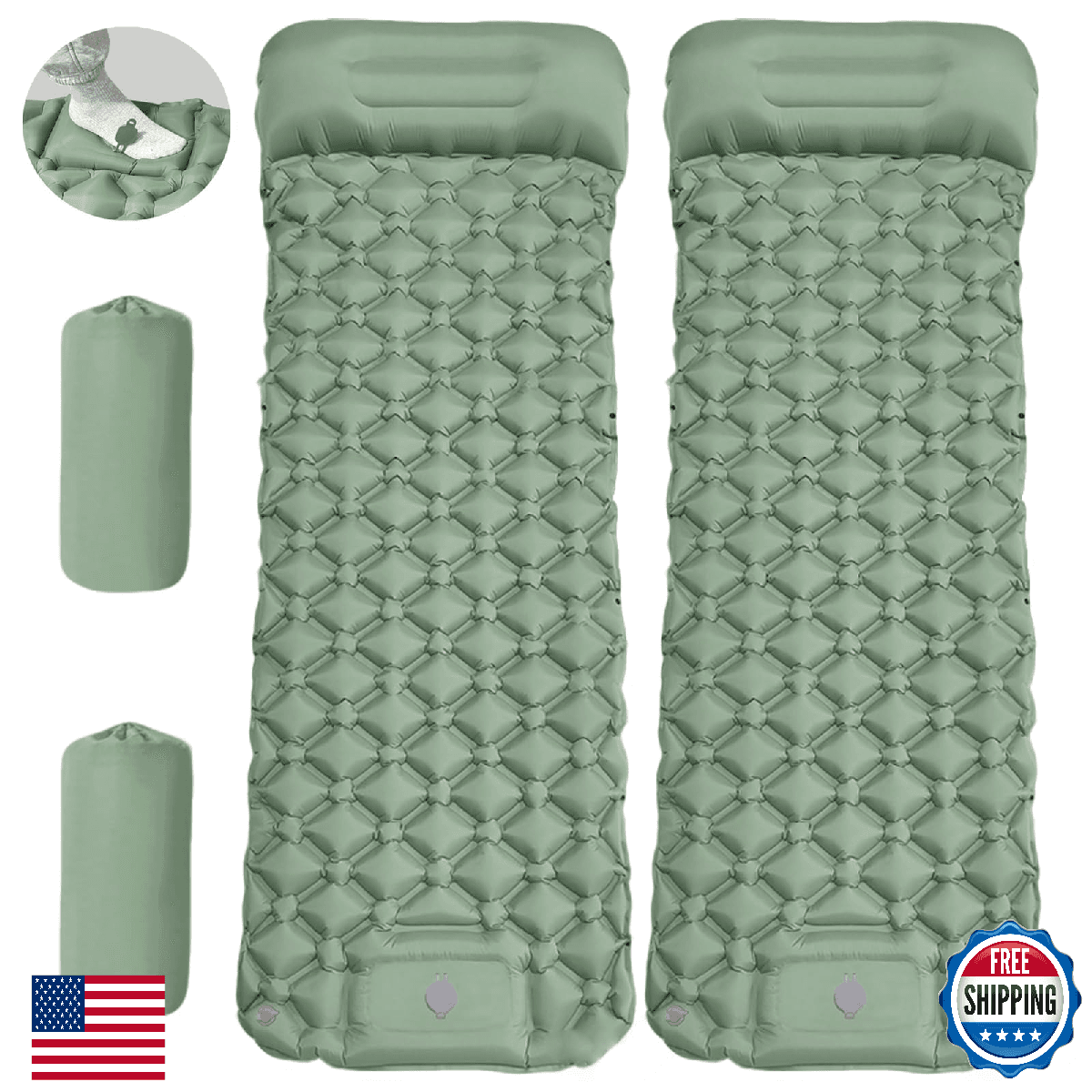 MEI&CO Lightweight Convertible Double Inflatable Camping Pad – 2-in-1 Single Pad - Image 1