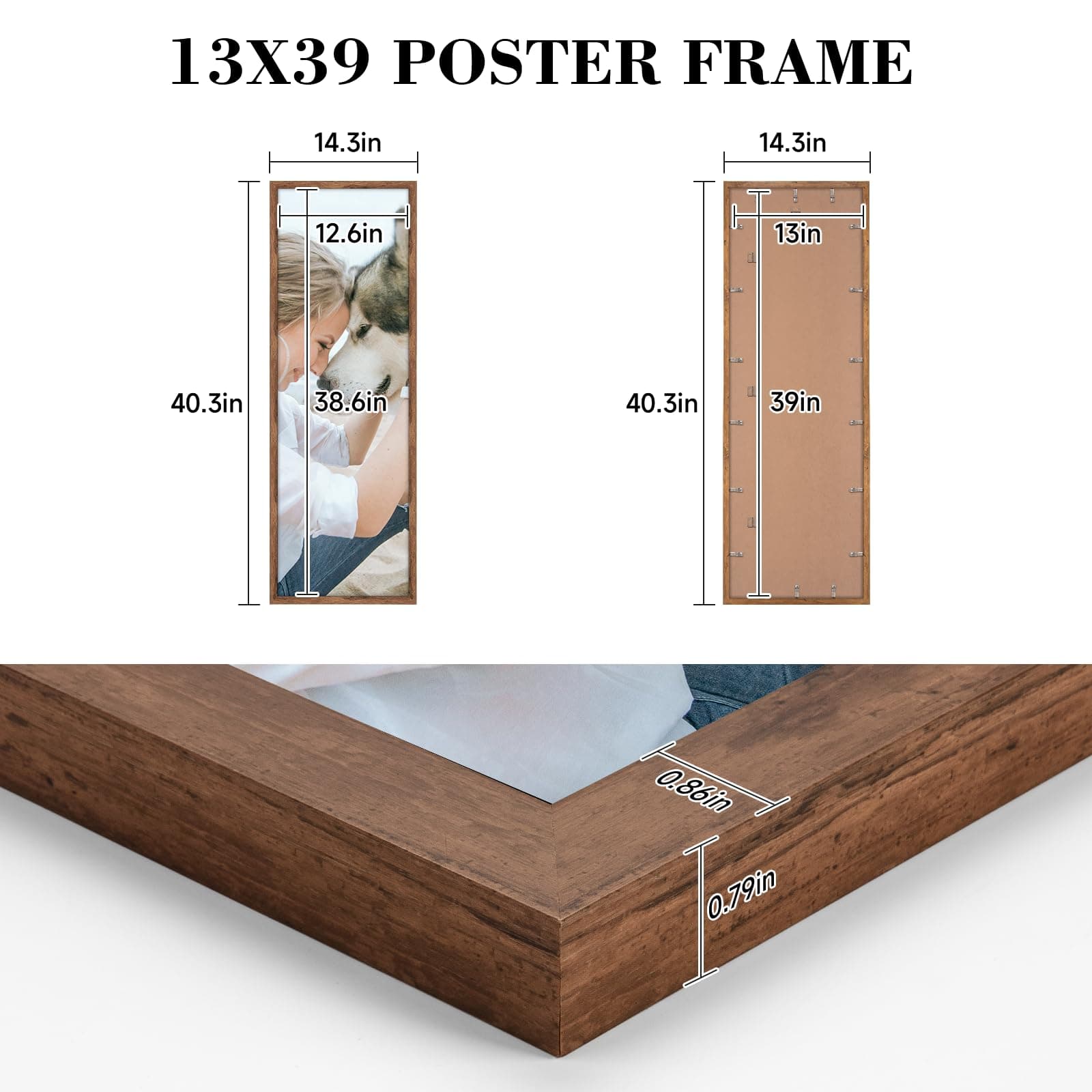 HLiWEGNS 13x39 Light Walnut Rustic Woodgrain Poster Frame - Single - Thumbnail 5