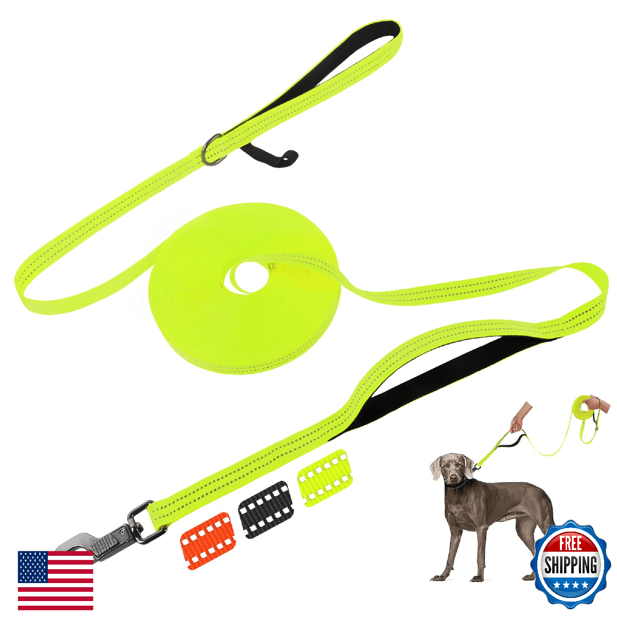 Fida Long Leash for Dogs with Traffic Handle,30ft 50ft Long Dog Leash Reflective - Image 1