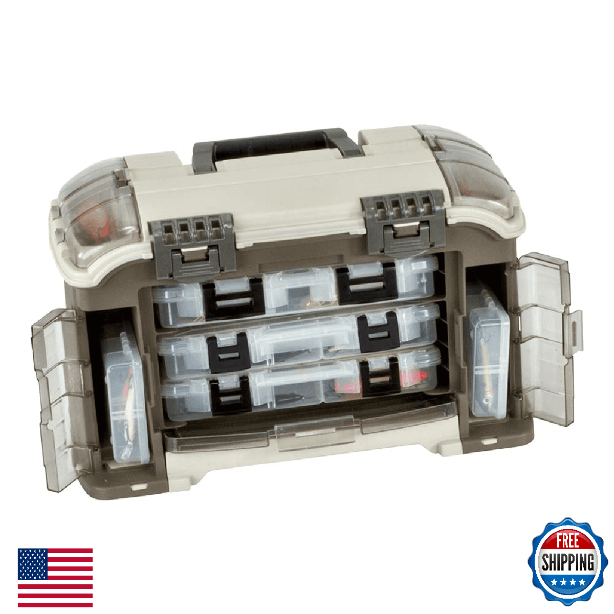 Plano Elite Series Ultimate Angled Tackle System, Graphite/Sandstone - Image 1