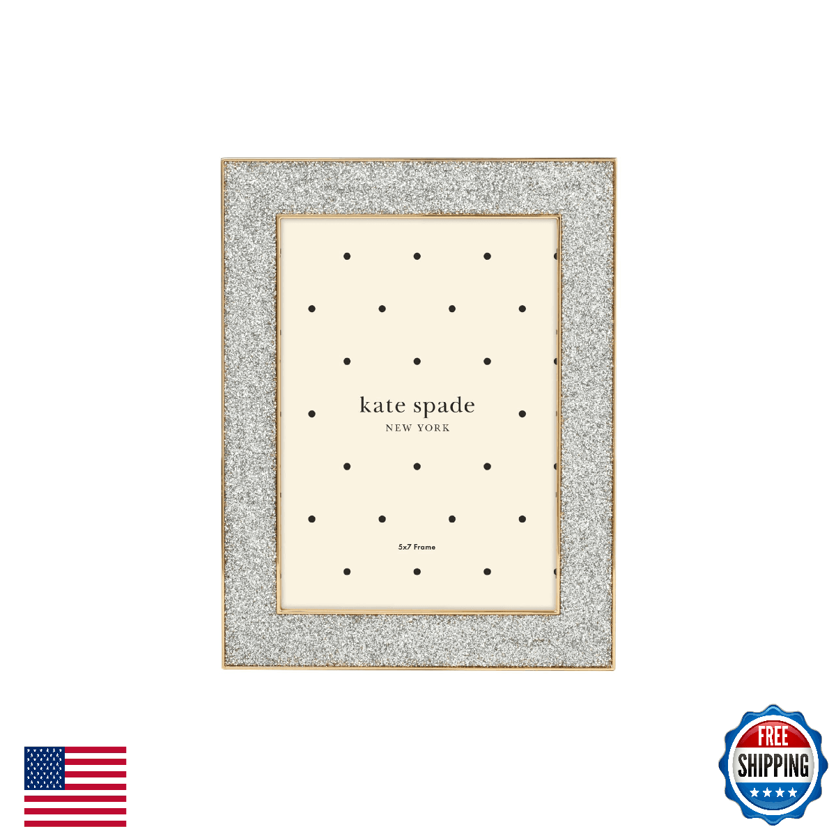 Kate Spade New York 897450 Sitting Pretty 5x7 Silver Glitter Picture Frame - Image 1