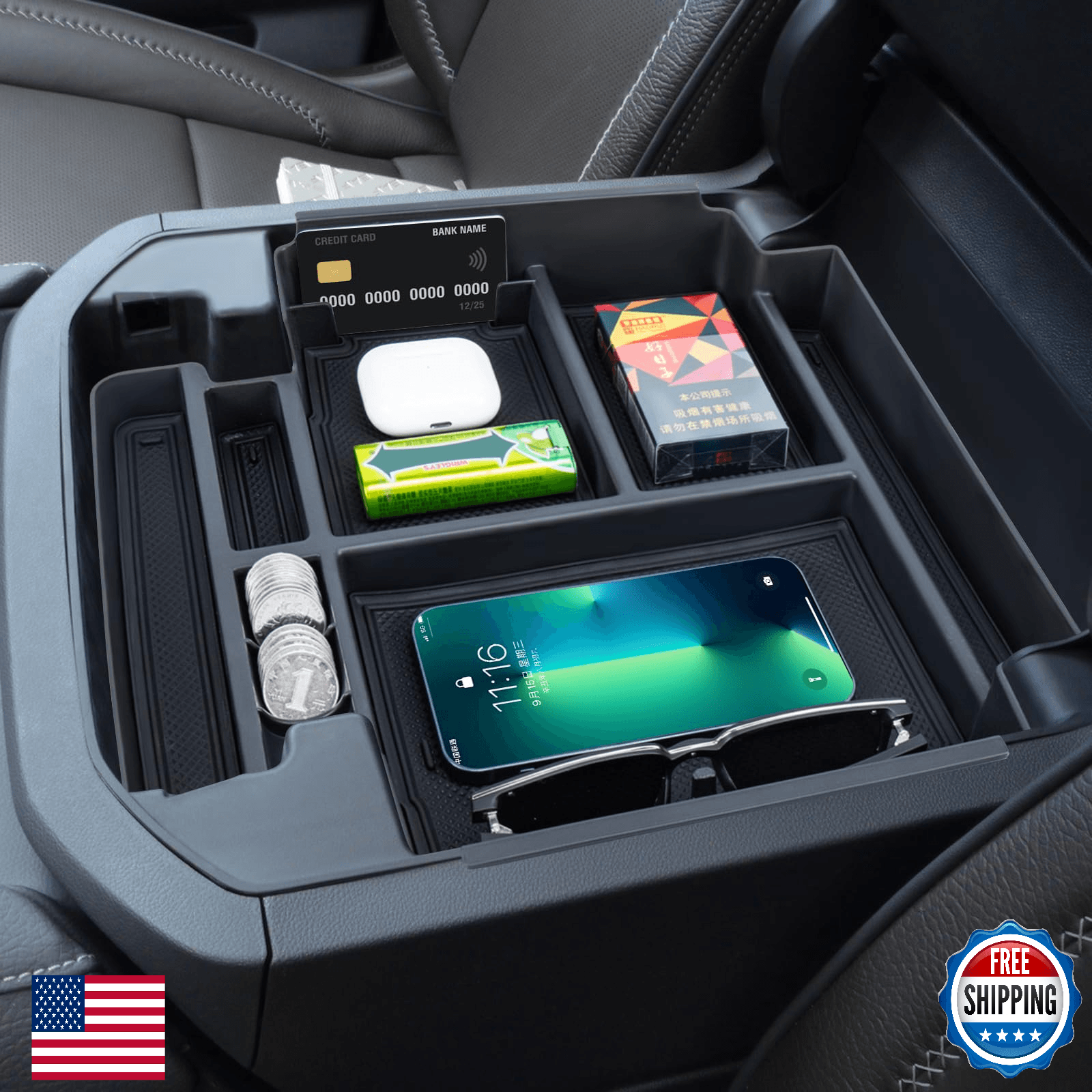 Neepiar Center Console Organizer Tray for 2021-2026 GMC Yukon Denali/Tahoe - Image 1