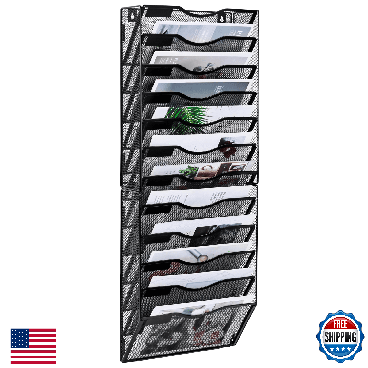 Solinxe 12-Pocket Wall File Holder, Hanging Paper Organizer Storage - Image 1