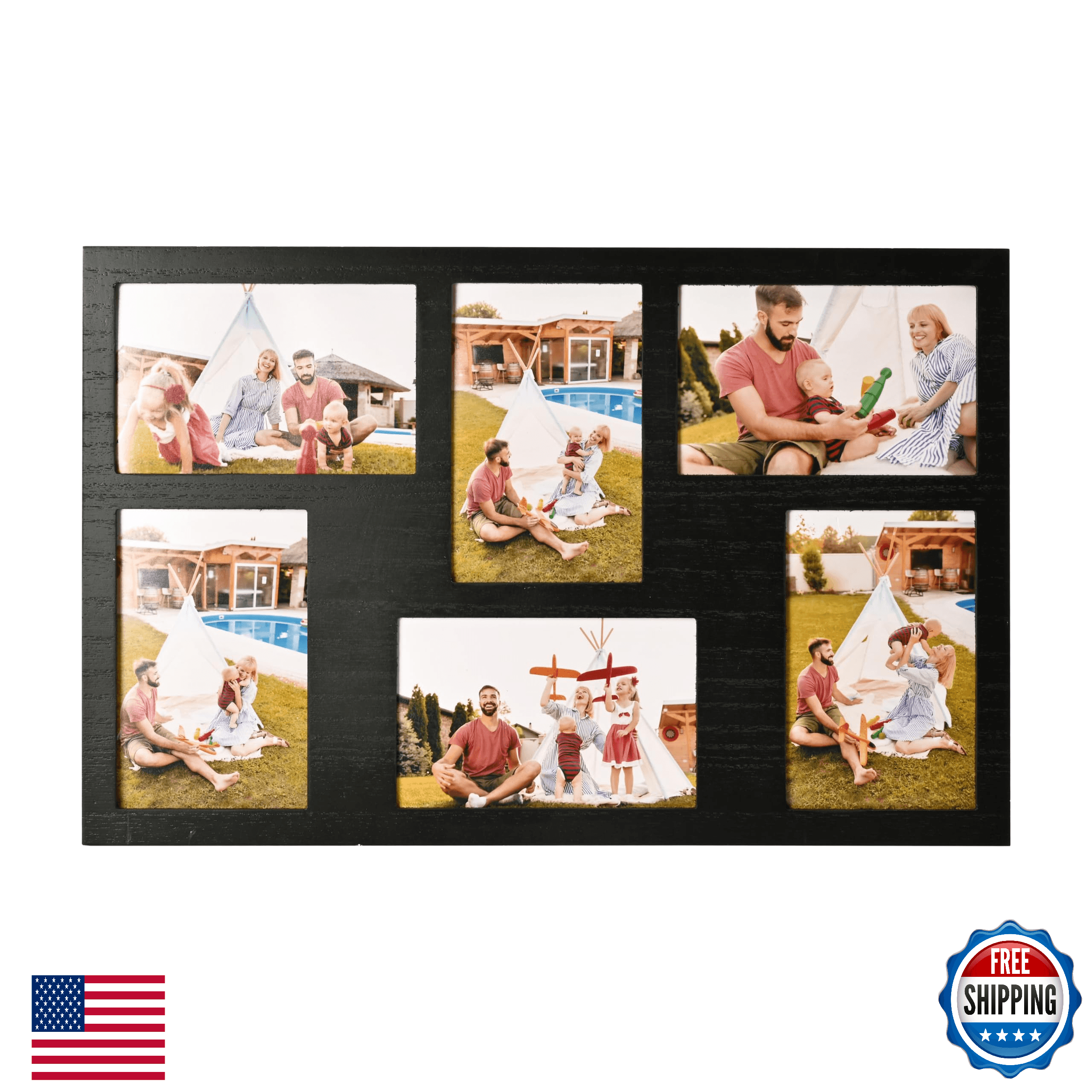 MONT PLEASANT 4x6 Collage Picture Frame - 6 Openings Family Photos Display - Image 1