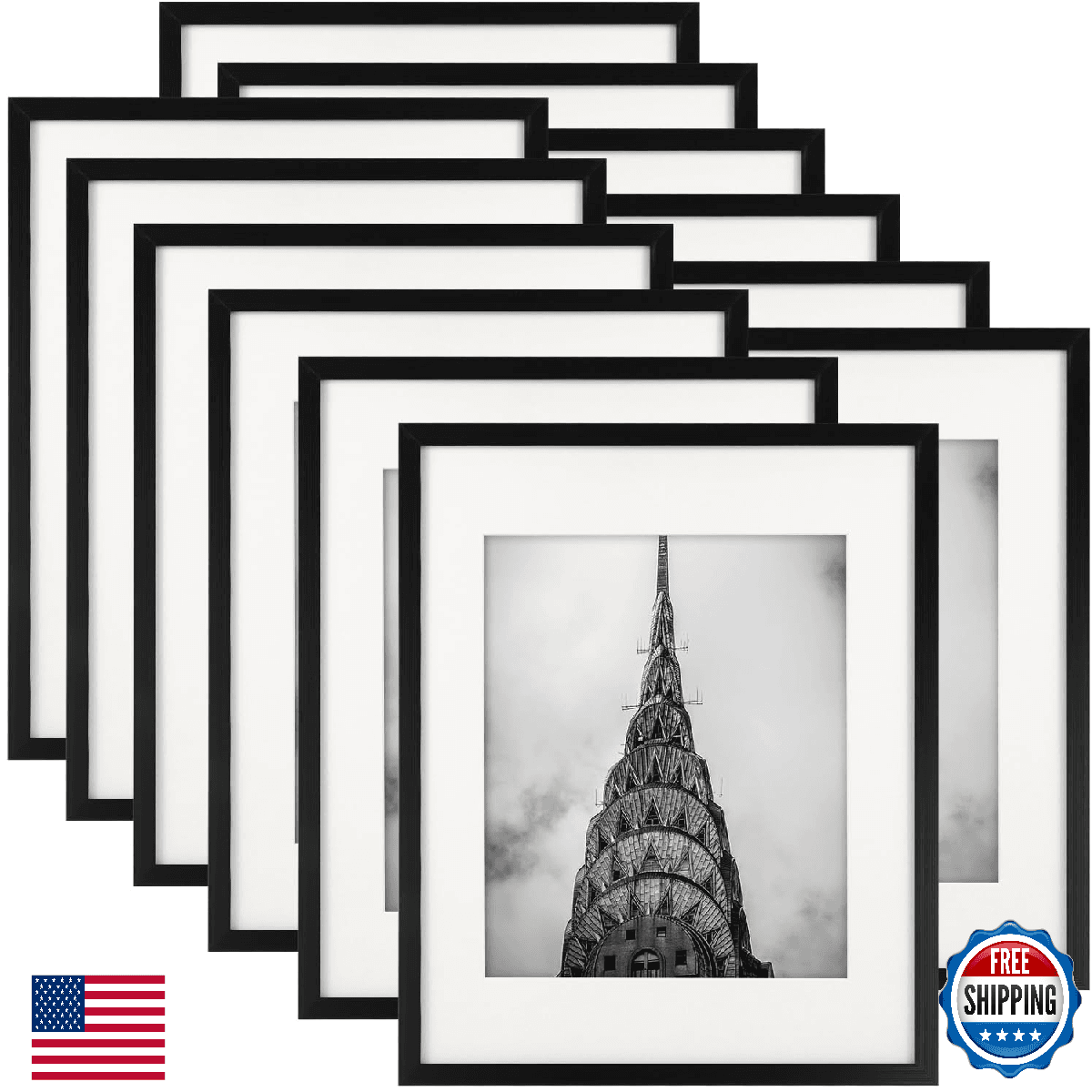 11x14 Picture Frames Black Set of 12 for Wall Gallery Collage Photo Frames or Ta - Image 1