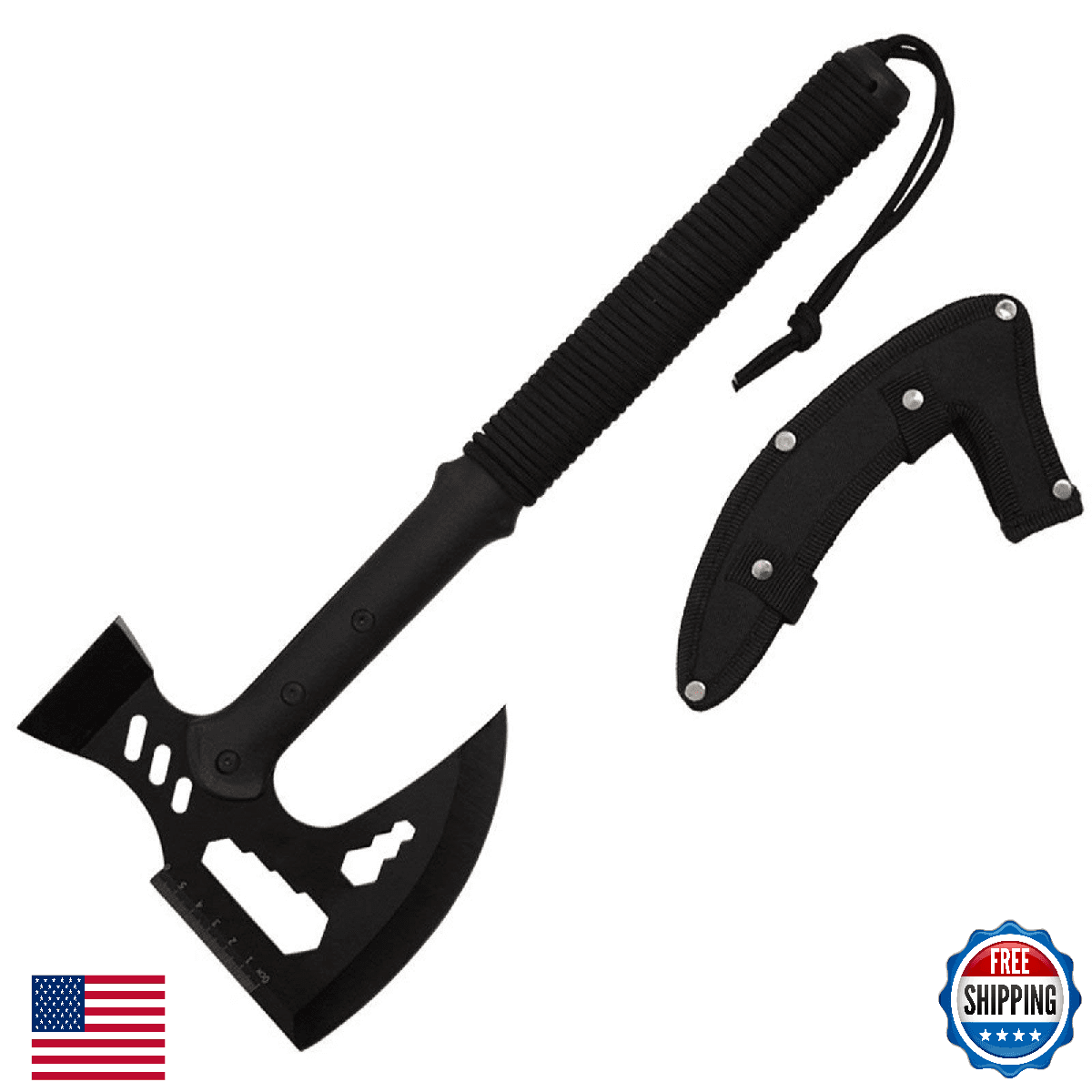 Wartech XBK04 Buckshot 17" Tactical Hammer Axe w/ Paracord Handle & Sheath - Image 1