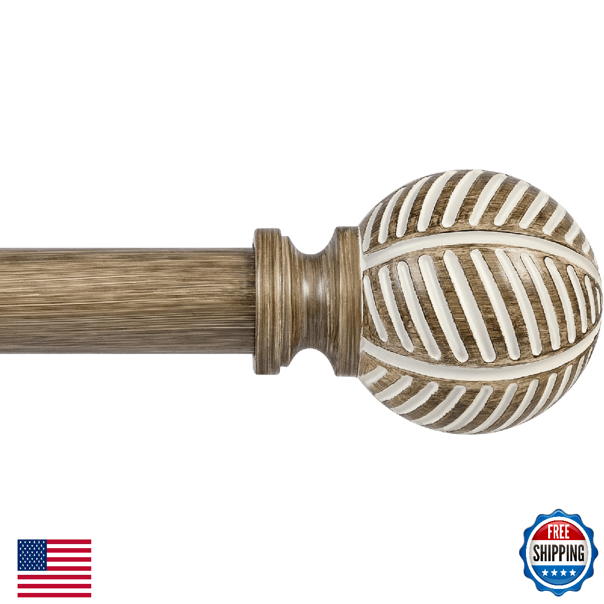 Wood Curtain Rods for Windows 32 to 48, 1 Inch Heavy Duty Drapery Rods with Imit - Image 1