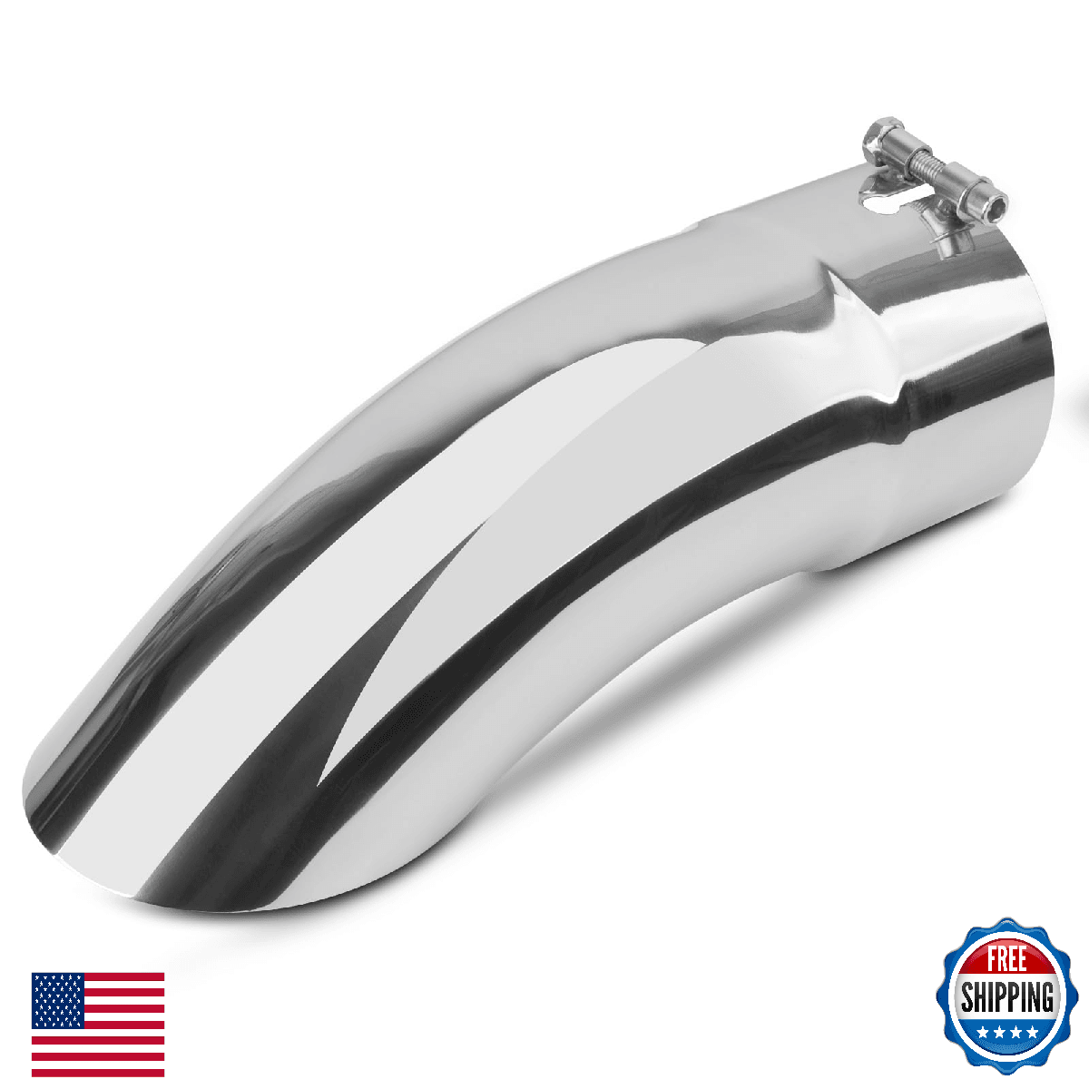 Vurkcy 5 inch Inlet Curved Exhaust Tip, 5" Outlet 15" Overall Length Stainless S - Image 1