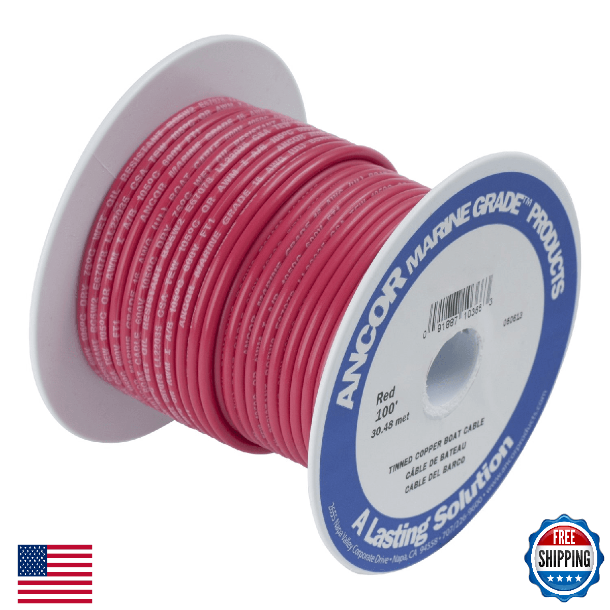 Ancor 102810 Tinned Copper Marine Wire, 16 AWG Red - 100ft - Image 1
