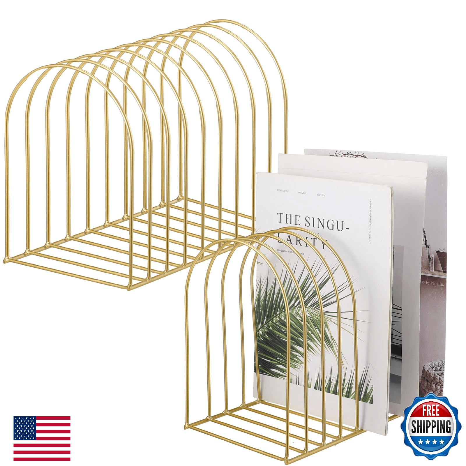 Kosiz 2 Sets 9-Slot Metal Wire Desk File Organizer Magazine Folder Holder - Image 1