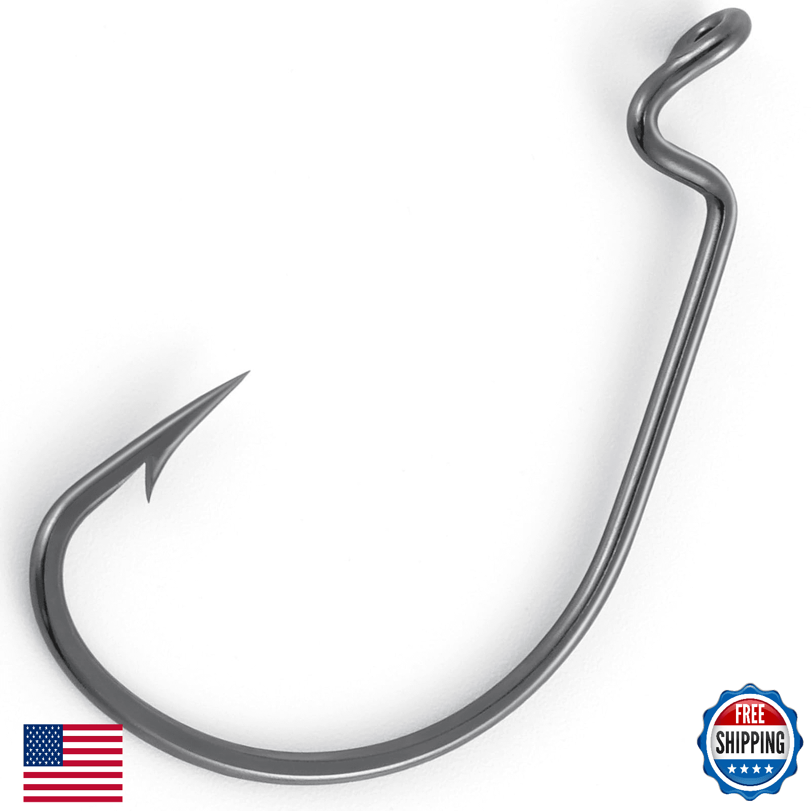 Dr.Fish 100pk EWG Bass Fishing Worm Hooks Extra Wide Gap Freshwater Saltwater - Image 1