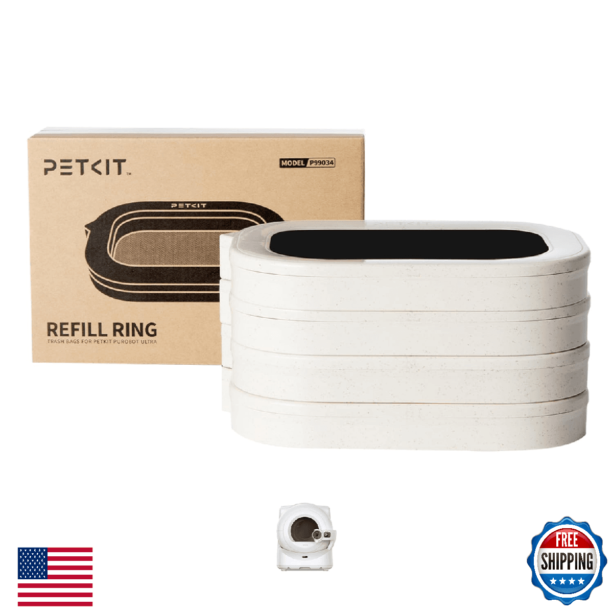 PETKIT Trash Bag Refill Rings for Purobot Ultra Auto-Packing Self-Cleaning Cat L - Image 1